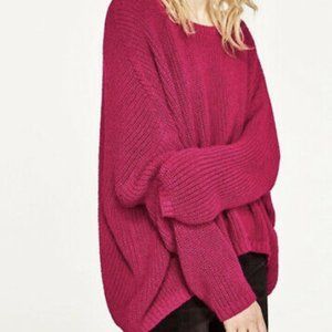ZARA Knit Magenta Oversized Sweater | M